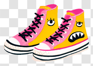 Cartoon Shoes - Colorful Sneakers With Eye Design Transparent PNG