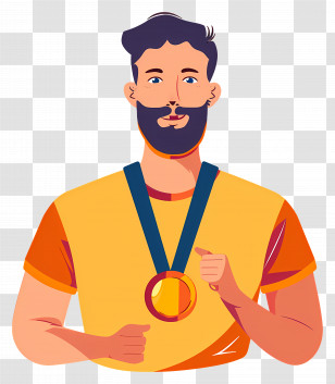Medal - Winner Holding Medal Illustration Transparent PNG