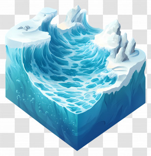 Isometric Sea - Ocean Wave And Ice Landscape Transparent PNG