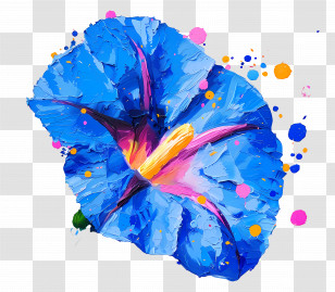Oil Painting - Vivid Blue Flower Painting With Abstract Style Transparent PNG
