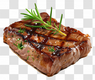 Cooked Beef - Cooked Steak Topped With Rosemary Transparent PNG