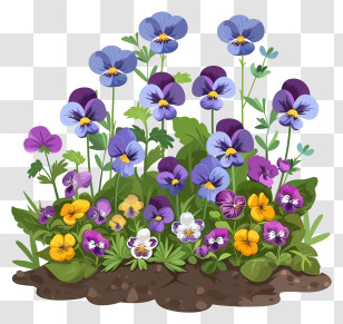 Pansy Flower - Colorful Flowers In A Garden Transparent PNG