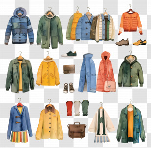 Clothes - Variety Of Jackets And Coats For Winter Transparent PNG