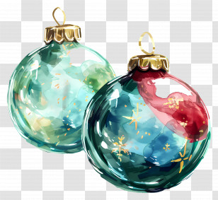 Christmas Ball Ornaments - Watercolor Christmas Ornaments In Festive Style Transparent PNG