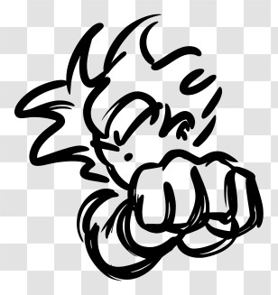 Son Goku Minimalist Outline - Dynamic Fighter Punch Doodle Transparent PNG