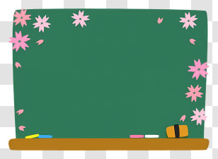 School Elements - Green Blackboard With Chalk And Eraser Transparent PNG