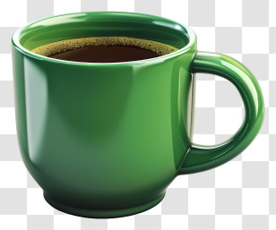 Coffee Cup - Green Coffee Cup With Hot Beverage Transparent PNG