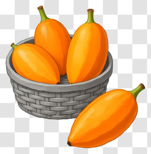 Papaya In Woven Basket - Orange Fruits In Gray Basket Transparent PNG