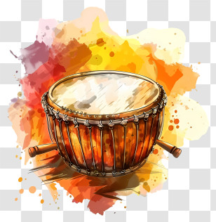 Dhol Lohri - Traditional Drum With Vibrant Artistic Background Transparent PNG