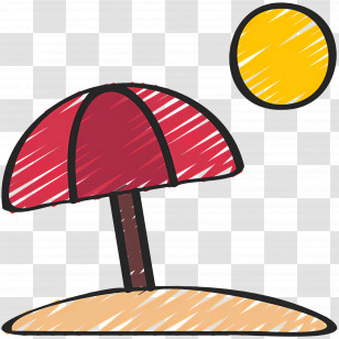 Summer Vacation - Beach Umbrella And Sun Transparent PNG