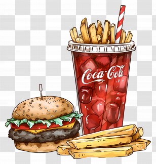 National Junk Food Day - Burger, Fries, And Soda Combo Meal Illustration Transparent PNG