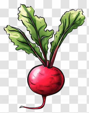 Illustration Of Beetroot - Fresh Beetroot With Leafy Greens Illustration Transparent PNG