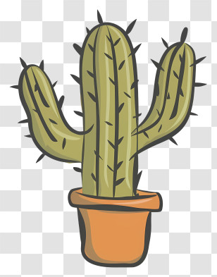 Potted Cactus Plant - Cartoon Potted Cactus Illustration Transparent PNG