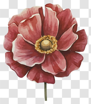 Pink Poppy Painting - Beautiful Red Flower Transparent PNG