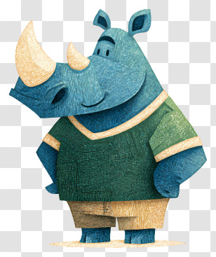 Adorable Rhinoceros - Rhino In Green Shirt Transparent PNG