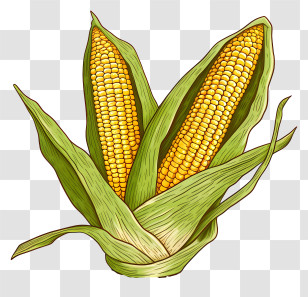 Corn Cob - Colorful Ear Of Corn Illustration Transparent PNG