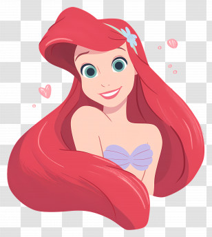 Ariel - Smiling Mermaid With Red Hair Transparent PNG