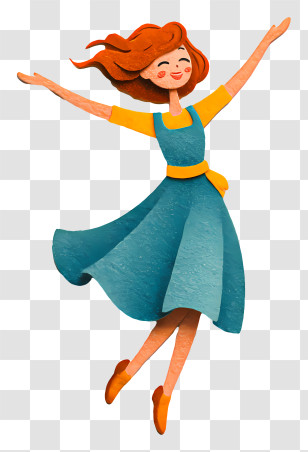 Girl Feeling Freedom - Happy Girl Jumping In Cute Style Transparent PNG