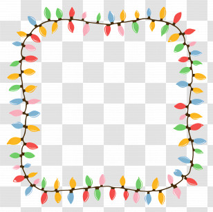 Christmas Lights Border - Colorful String Lights Frame Transparent PNG