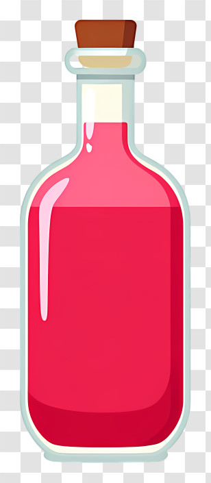 Pink Bottle With Red Liquid - Red Potion Bottle With Cork Transparent PNG