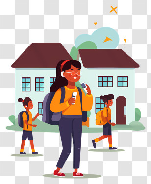School - Students Walking To School Transparent PNG