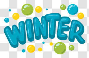 Winter Logo - Teal Bubble Winter Typography Transparent PNG