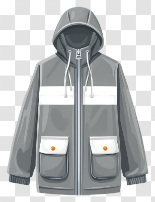 Gray Raincoat - Gray Hooded Jacket With Pockets Transparent PNG
