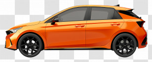 Hatchback Side View - Modern Orange Hatchback Car Transparent PNG