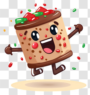 Emoji - Happy Cartoon Fruitcake With Candied Fruits Transparent PNG