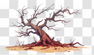 Dead Tree - Illustration Of Twisted Dry Tree On Barren Land Transparent PNG