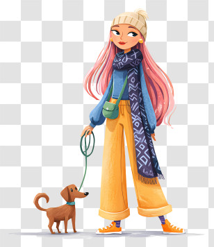 Woman Walking Dog - Girl Walking Dog Transparent PNG