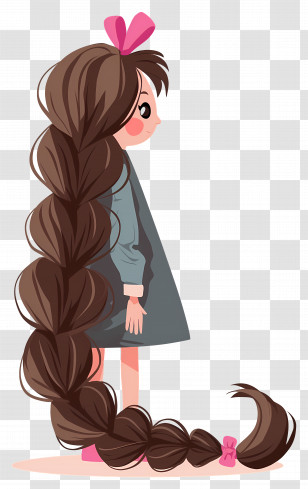 Long Braided Hair - Girl With Long Braided Hair Transparent PNG