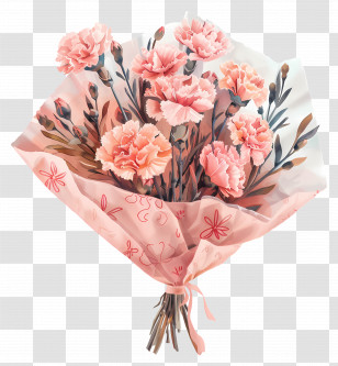 Carnations Bouquet - Pink Carnations Flower Bouquet Transparent PNG