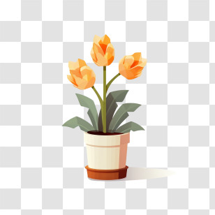 Tulip Flower
 - Potted Orange Tulips For Home DÃ©cor Transparent PNG