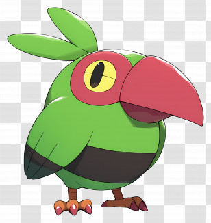 Natu - Green Cartoon Bird With Red Beak Transparent PNG
