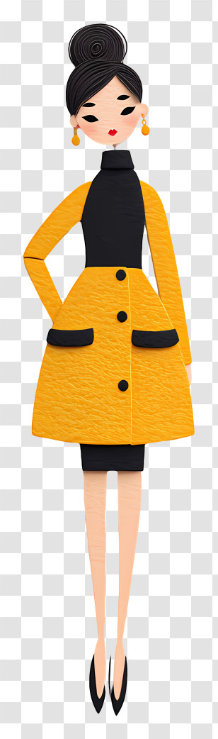 Girl Wearing Stylish Clothing - Stylish Woman In Yellow Dress Transparent PNG
