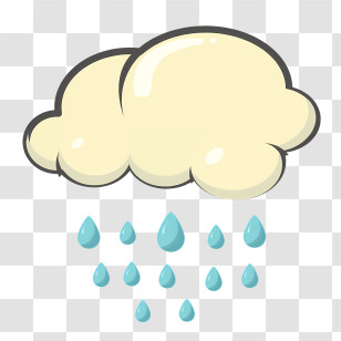 Icon - Cloud With Rain Droplets Cartoon Transparent PNG