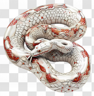 Chinese Zodiacs - White And Red Coiled Snake Transparent PNG
