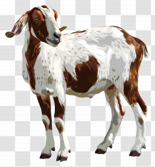 Boer Goat - Brown And White Goat Illustration Transparent PNG