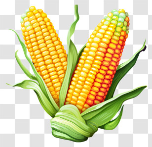 Pastel Corn - Fresh Corn Cobs Illustration Transparent PNG