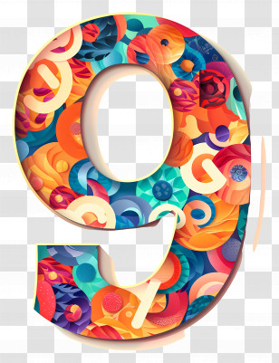 Number 9 - Colorful Number 9 Design Transparent PNG