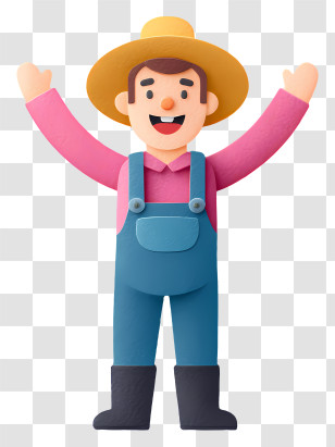 Farmer Standing In Field - Happy Farmer Cartoon Transparent PNG