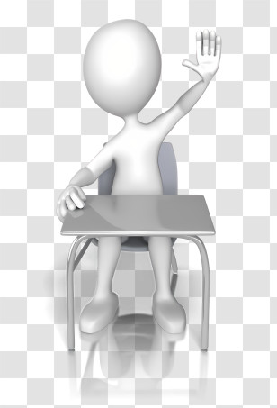 Stick Figure - 3D Figure At Desk Raising Hand Transparent PNG