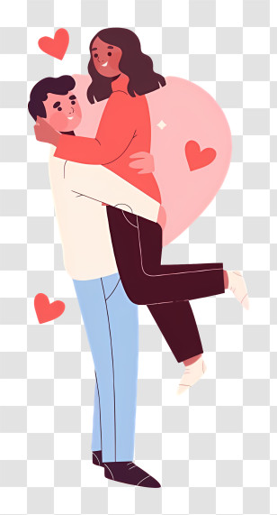 Love Couple - Romantic Couple In Love With Hearts Transparent PNG
