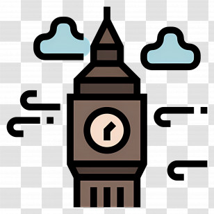 London Big Ben - Colorful Clock Tower Illustration Transparent PNG
