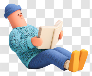Person Relaxing With Book - Relaxed Reader In Blue Attire Transparent PNG