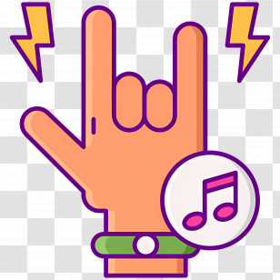 Rock Music - Rock Hand Gesture With Music Note Transparent PNG