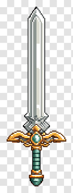 Pixel Sword - Pixel Art Sword With Golden Hilt Transparent PNG