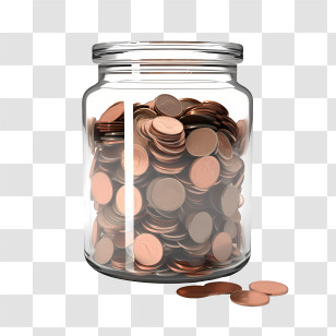 World Thrift Day - Glass Jar Filled With Coins Transparent PNG