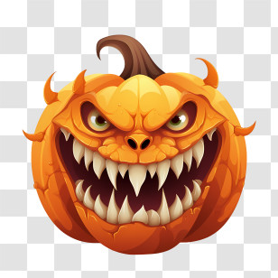 Jack O Lantern - Scary Carved Pumpkin With Sharp Teeth For Halloween Transparent PNG